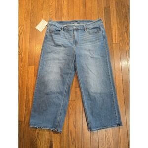 Old Navy Womens High Rise WOW Wide Leg Medium Wash Stretch Denim Jeans Size 18